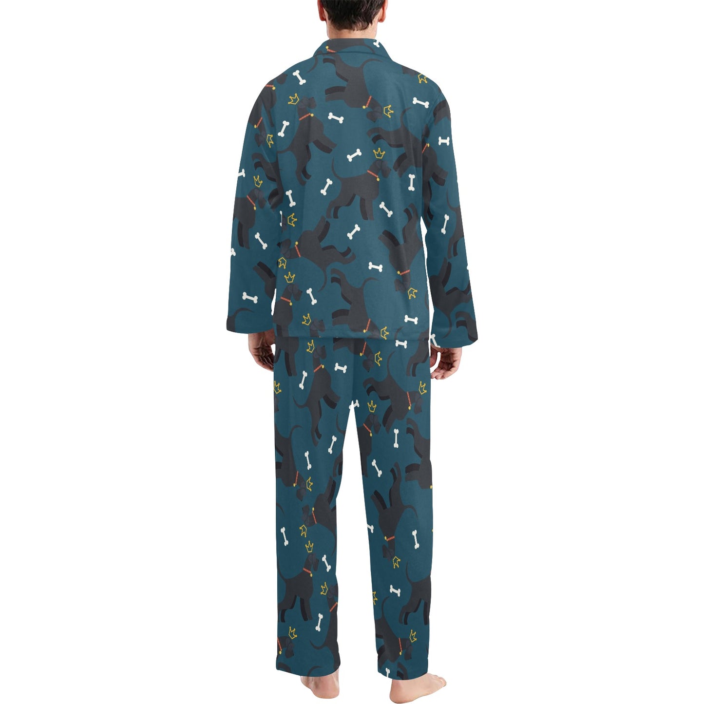 Schnauzers Pattern Print Design A04 Men's Long Pajama Set