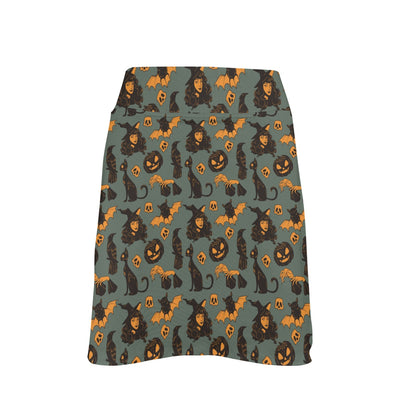 Witch Bat Halloween Print Design LKS305 17" Golf & Pickleball Skort with Pockets