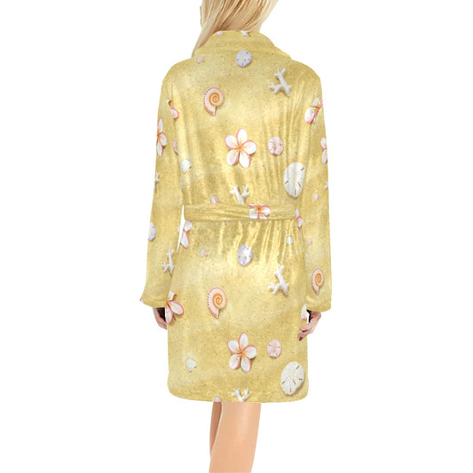 Beach Theme Print Women's Fleece Robe