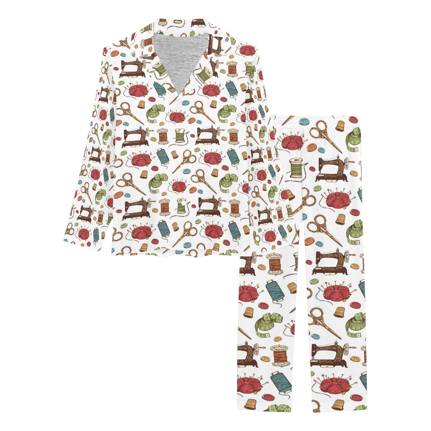 Sewing Equipment Print Design LKS304 Women's Long Pajama Set