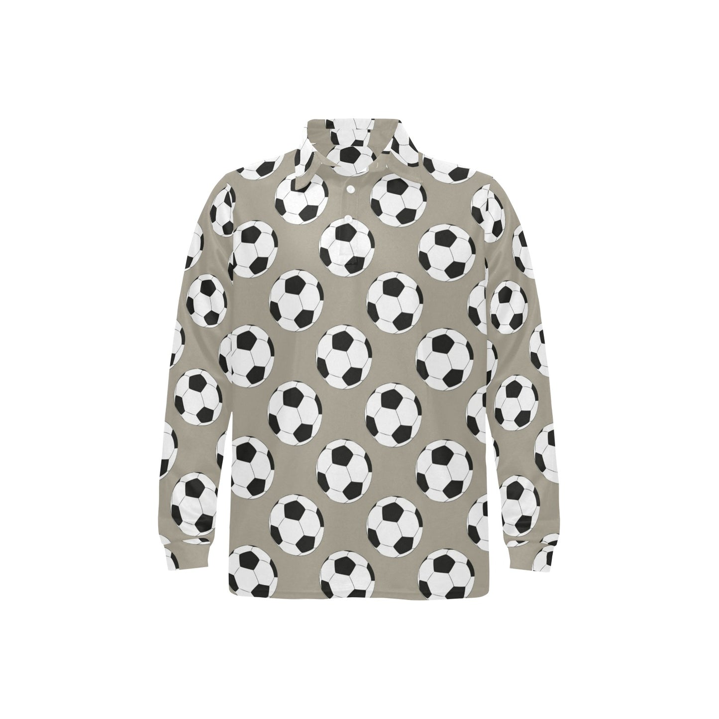 Soccer Ball Print Design LKS302 Long Sleeve Polo Shirt For Men's
