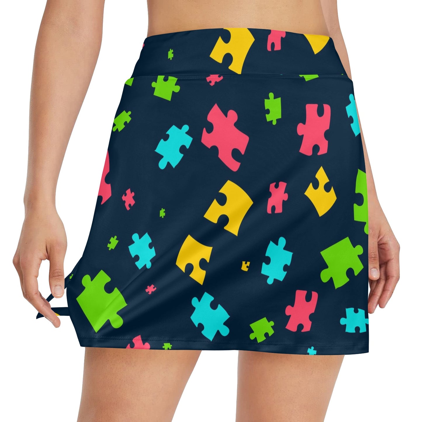 Autism Awareness Colorful Design Print 17" Golf & Pickleball Skort with Pockets
