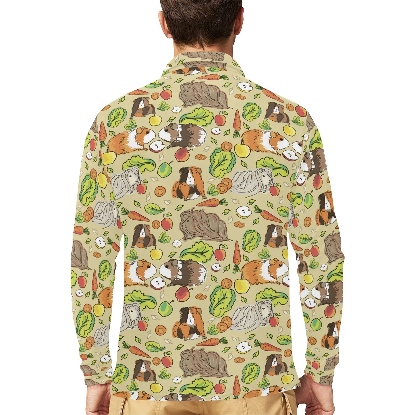 Guinea Pig Pattern Print Design 02 Long Sleeve Polo Shirt For Men's