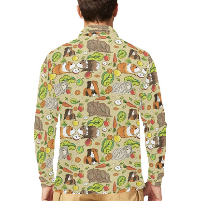 Guinea Pig Pattern Print Design 02 Long Sleeve Polo Shirt For Men's