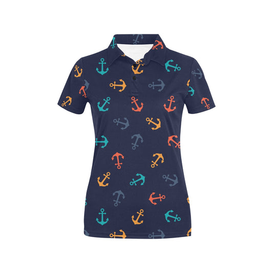 Anchor Pattern Print Design 05 Women's Polo Shirt
