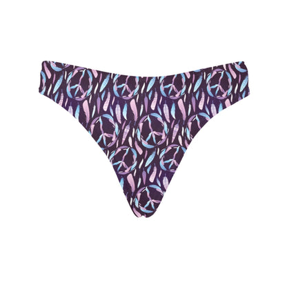 Peace Sign Feather Design Print Women's Thongs