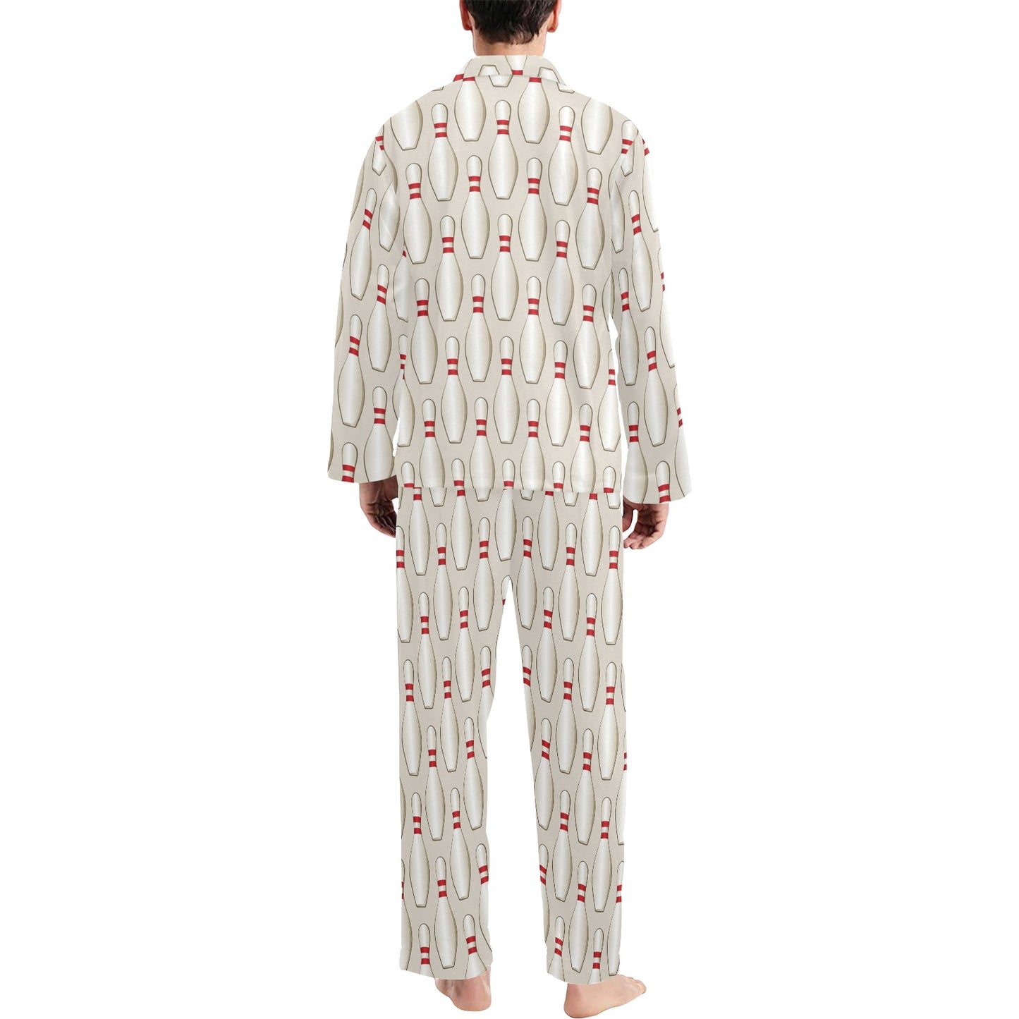Bowling Pin Pattern Print Design 01 Men's Long Pajama Set