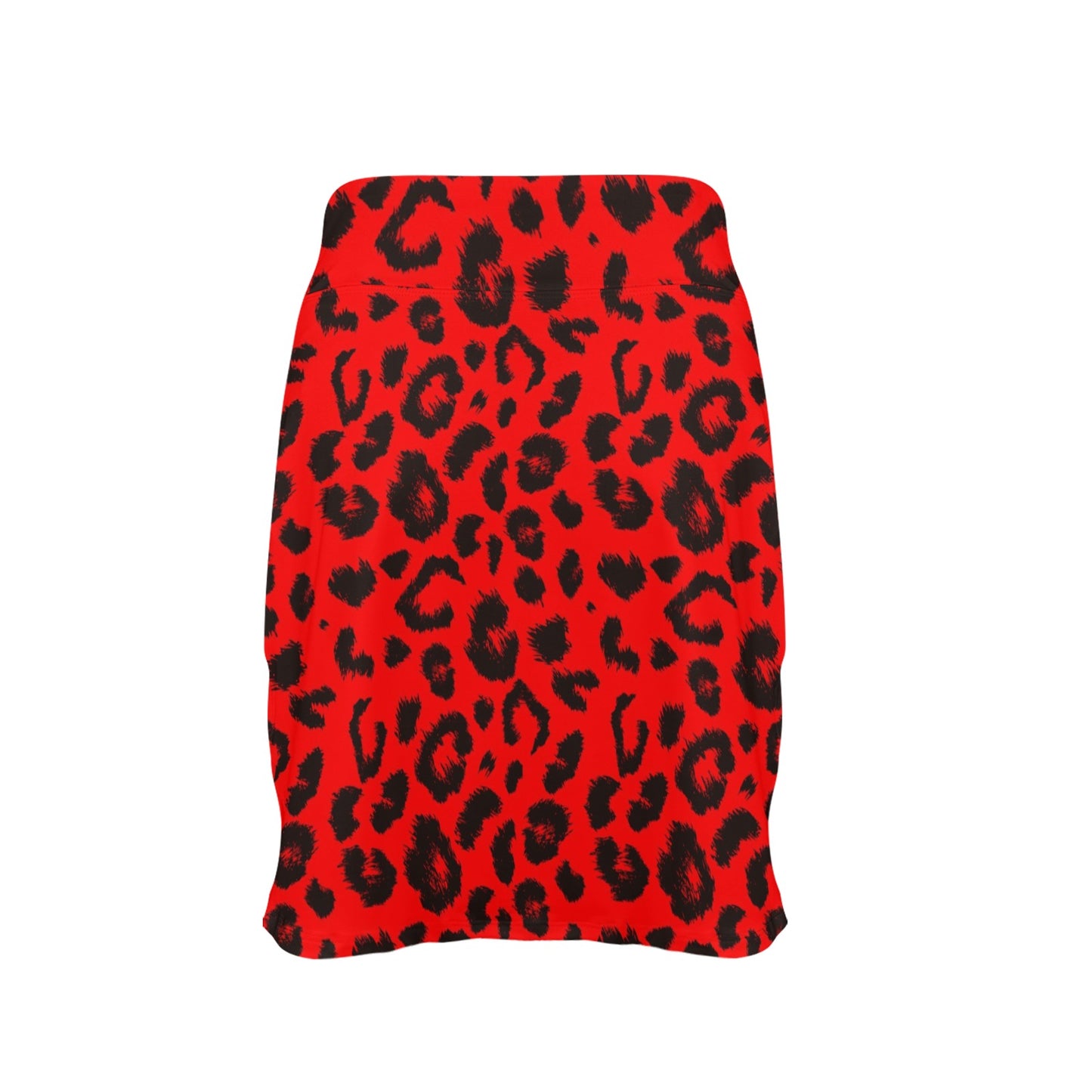 Leopard Red Skin Print Women's Golf Skirt with Pocket