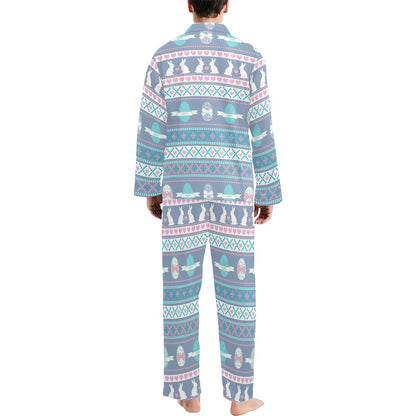 Easter Eggs Pattern Print Design RB013 Men's Long Pajama Set