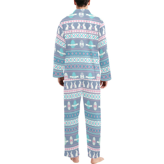 Easter Eggs Pattern Print Design RB013 Men's Long Pajama Set