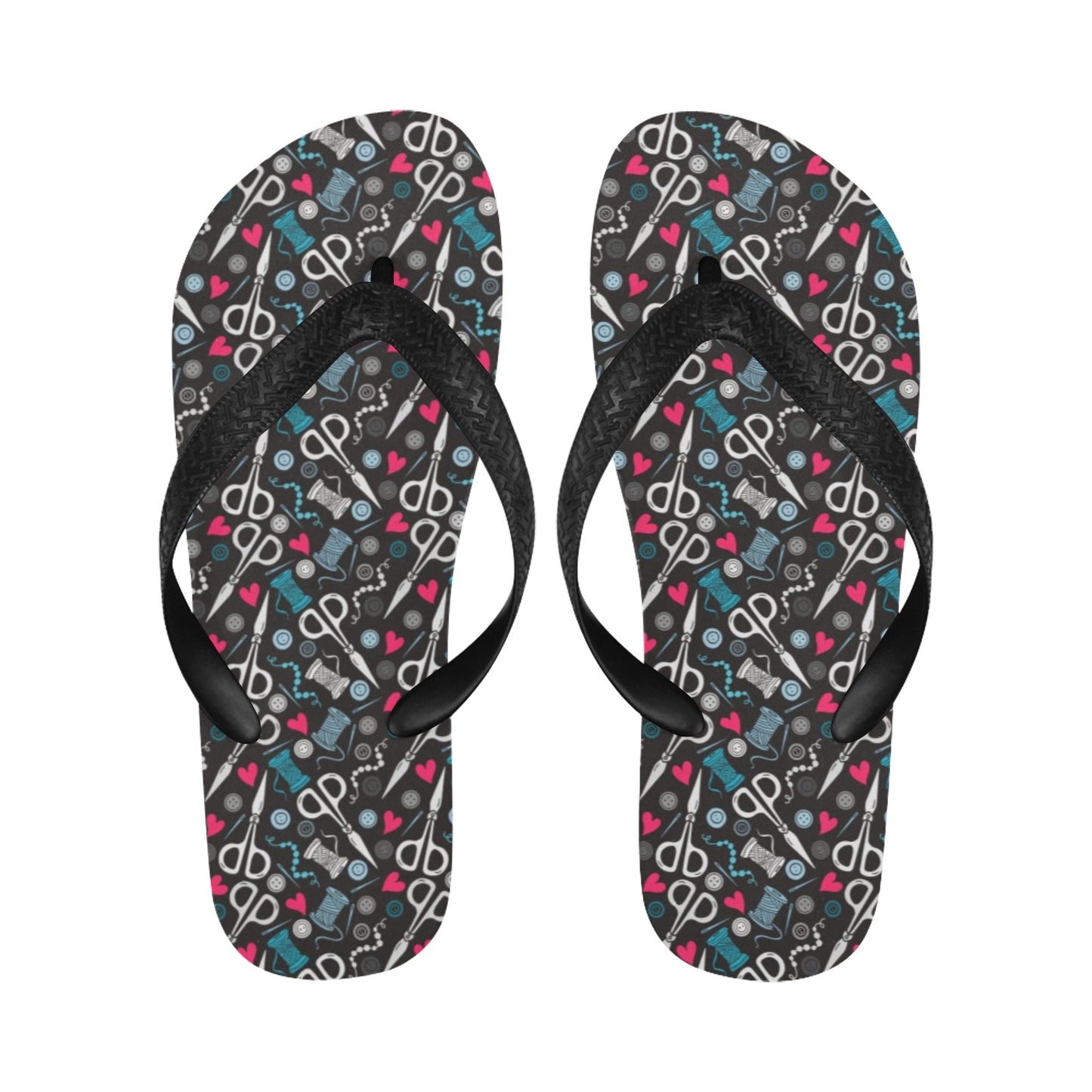 Sewing Equipment Print Design LKS305 Flip Flops