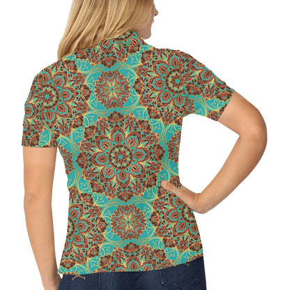 Medallion Pattern Print Design 02 Women's Polo Shirt