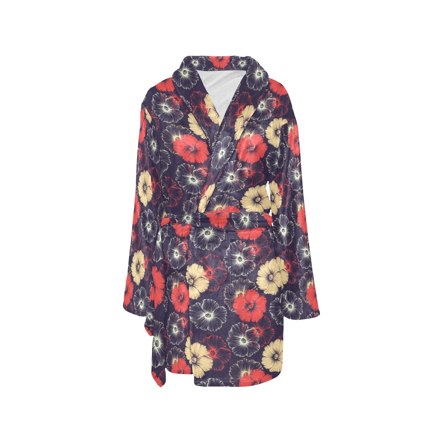Tropical Flower Print Design LKS302 Women's Fleece Robe