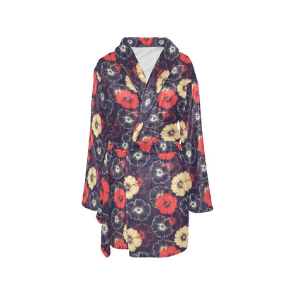 Tropical Flower Print Design LKS302 Women's Fleece Robe