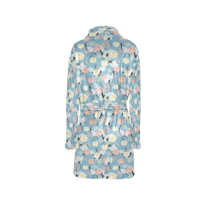 Water Lily Print Design LKS304 Women's Fleece Robe