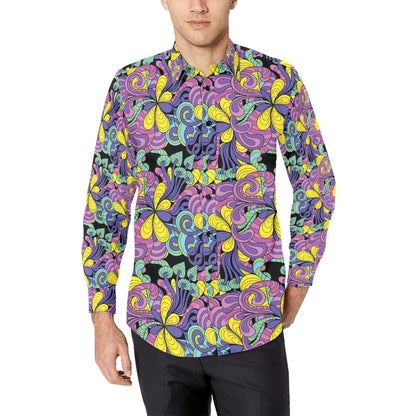 Trippy Print Design LKS305 Men's Long Sleeve Dress Shirt