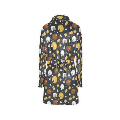 Cheese Pattern Print Design 03 Women's Fleece Robe