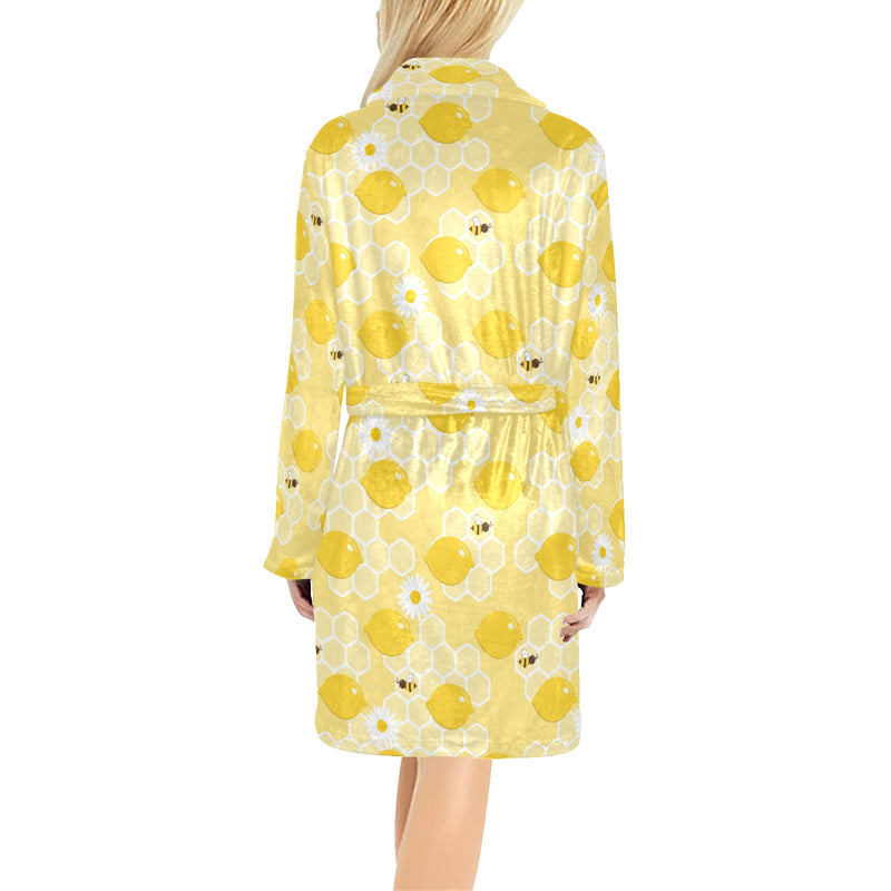 Honey Bee Honeycomb Print Design LKS3010 Women's Fleece Robe