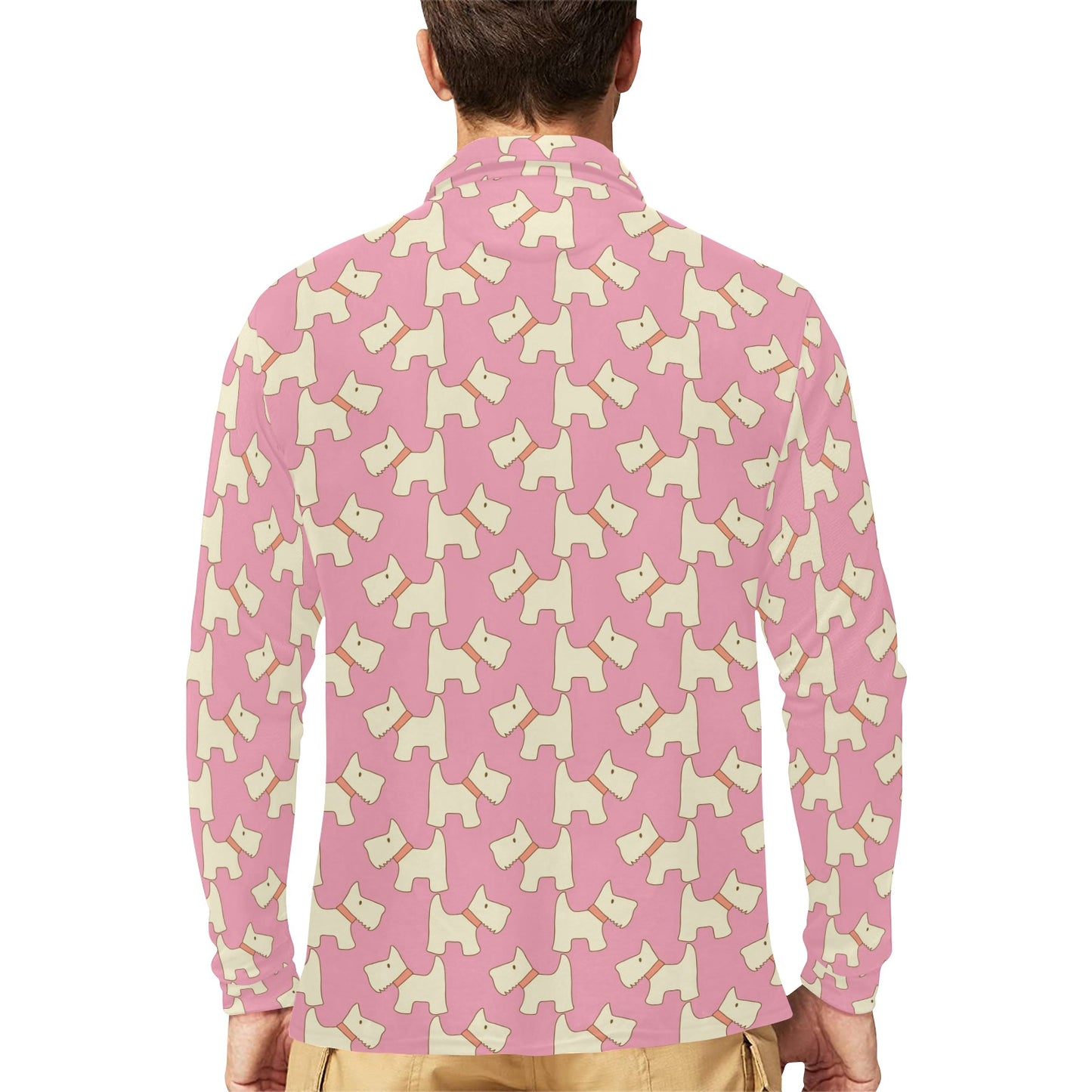 Scottish Terriers Print Design LKS306 Long Sleeve Polo Shirt For Men's