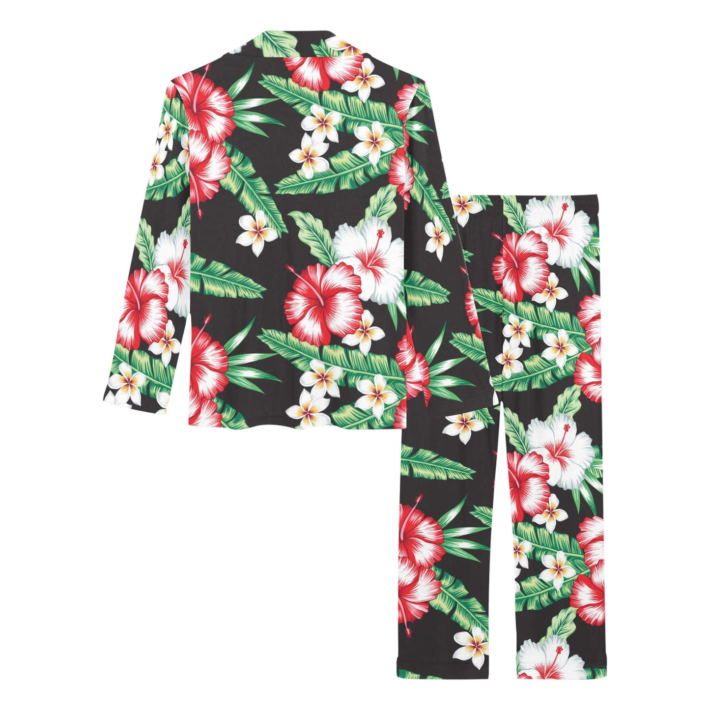 Hawaiian flower tropical leaves Women's Long Pajama Set