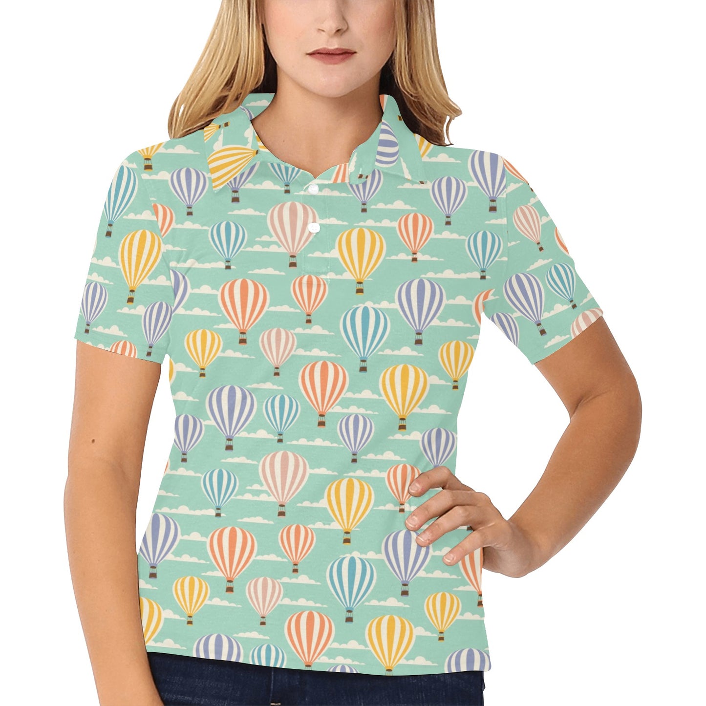 Ballon Pattern Print Design 01 Women's Polo Shirt
