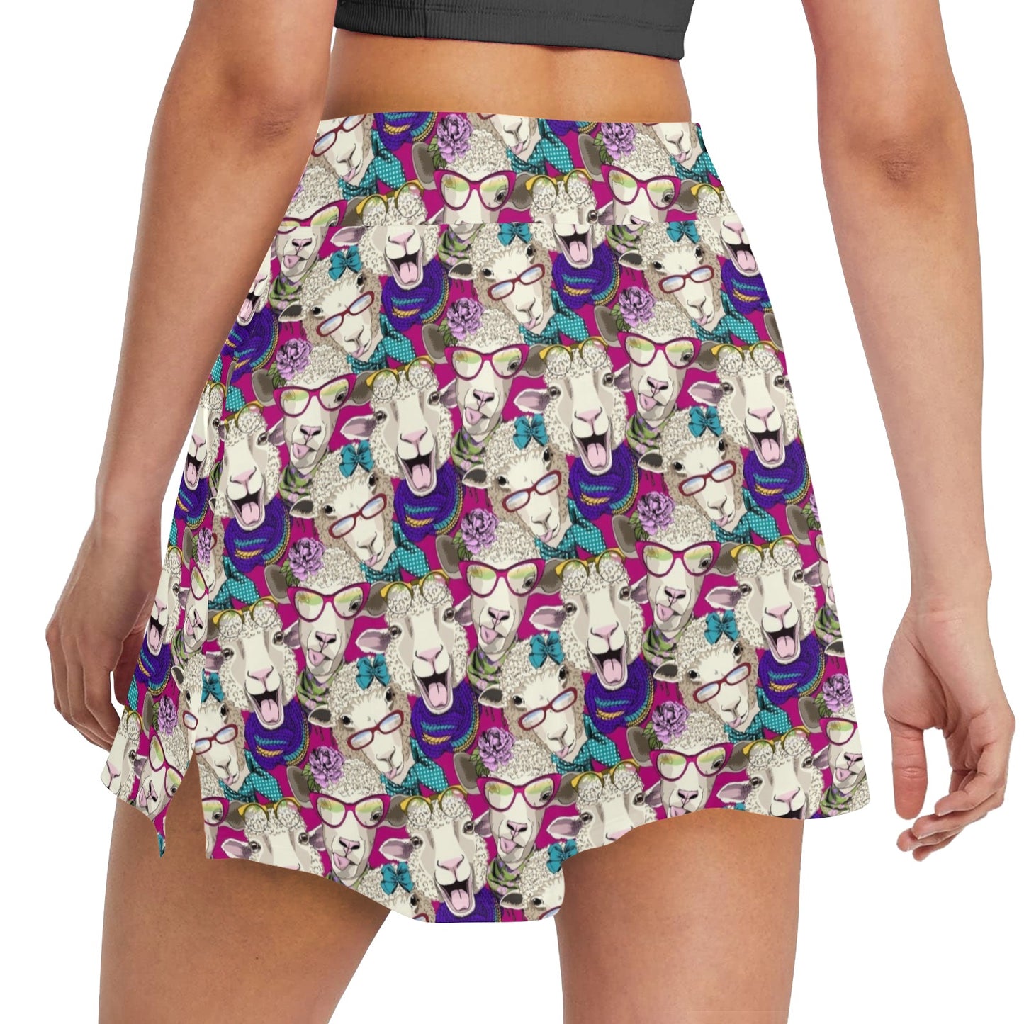 Sheep Print Design LKS403 17" Golf & Pickleball Skort with Pockets