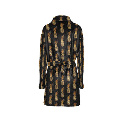 Pineapple Pattern Print Design A02 Women's Fleece Robe