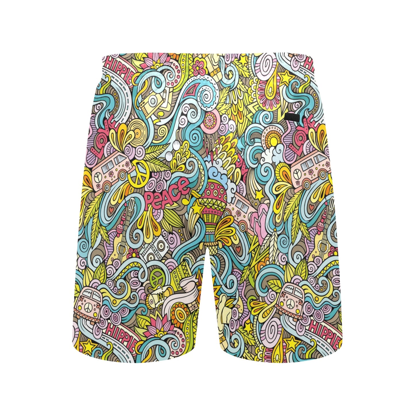 Hippie Print Design LKS301 Men's Swim Trunks Beach Shorts