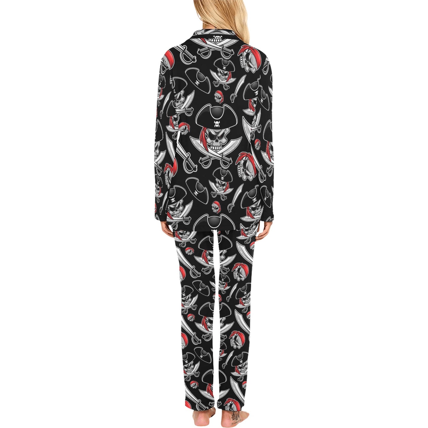 Pirate Pattern Print Design A05 Women's Long Pajama Set
