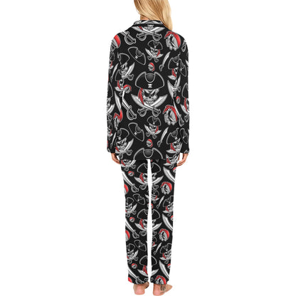 Pirate Pattern Print Design A05 Women's Long Pajama Set
