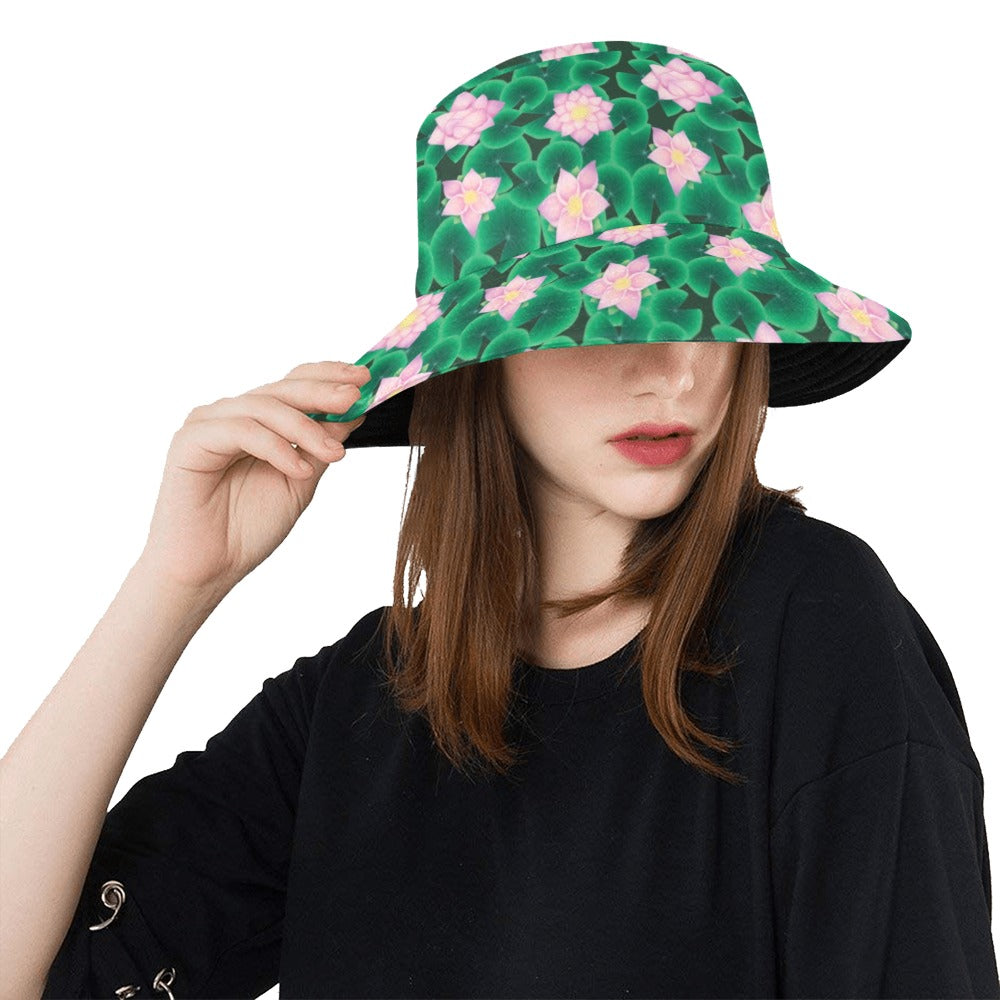 Water Lily Print Design LKS303 Unisex Bucket Hat