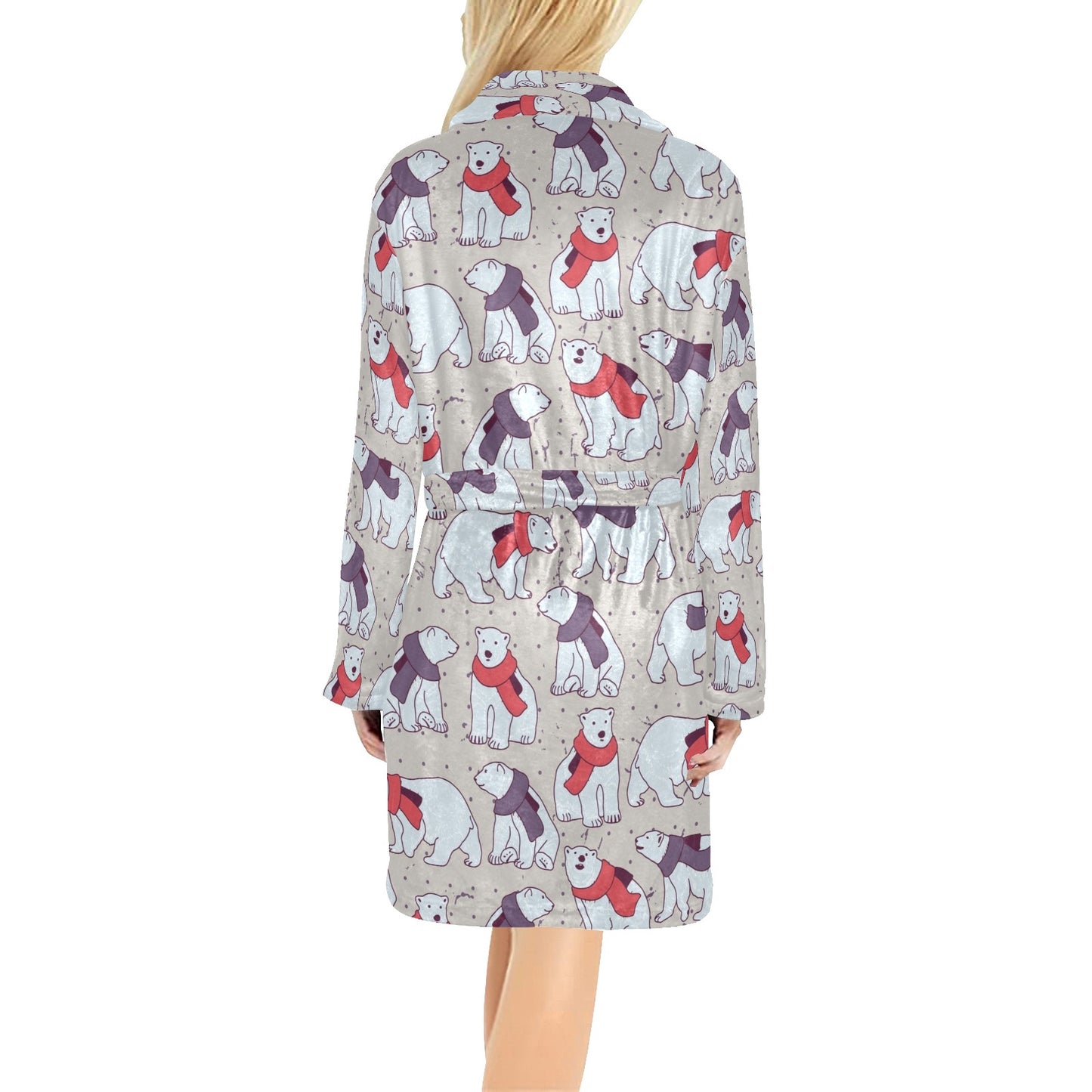 Polar Bear Pattern Print Design PB04 Women's Fleece Robe