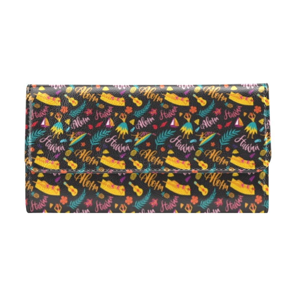 Aloha Hawaii Summer Design Themed Print Women's Trifold Wallet