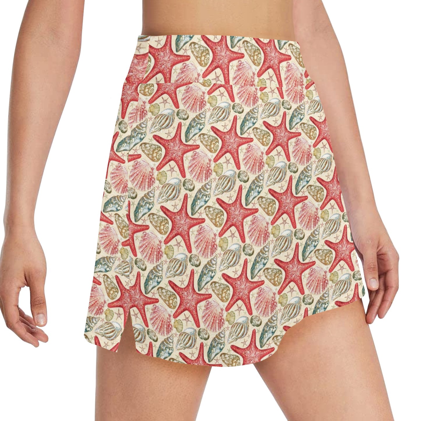Seashell Print Design LKS301 17" Golf & Pickleball Skort with Pockets