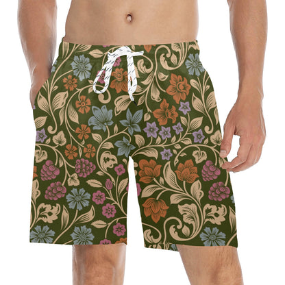 Floral Vintage Print Pattern Men's Swim Trunks Beach Shorts