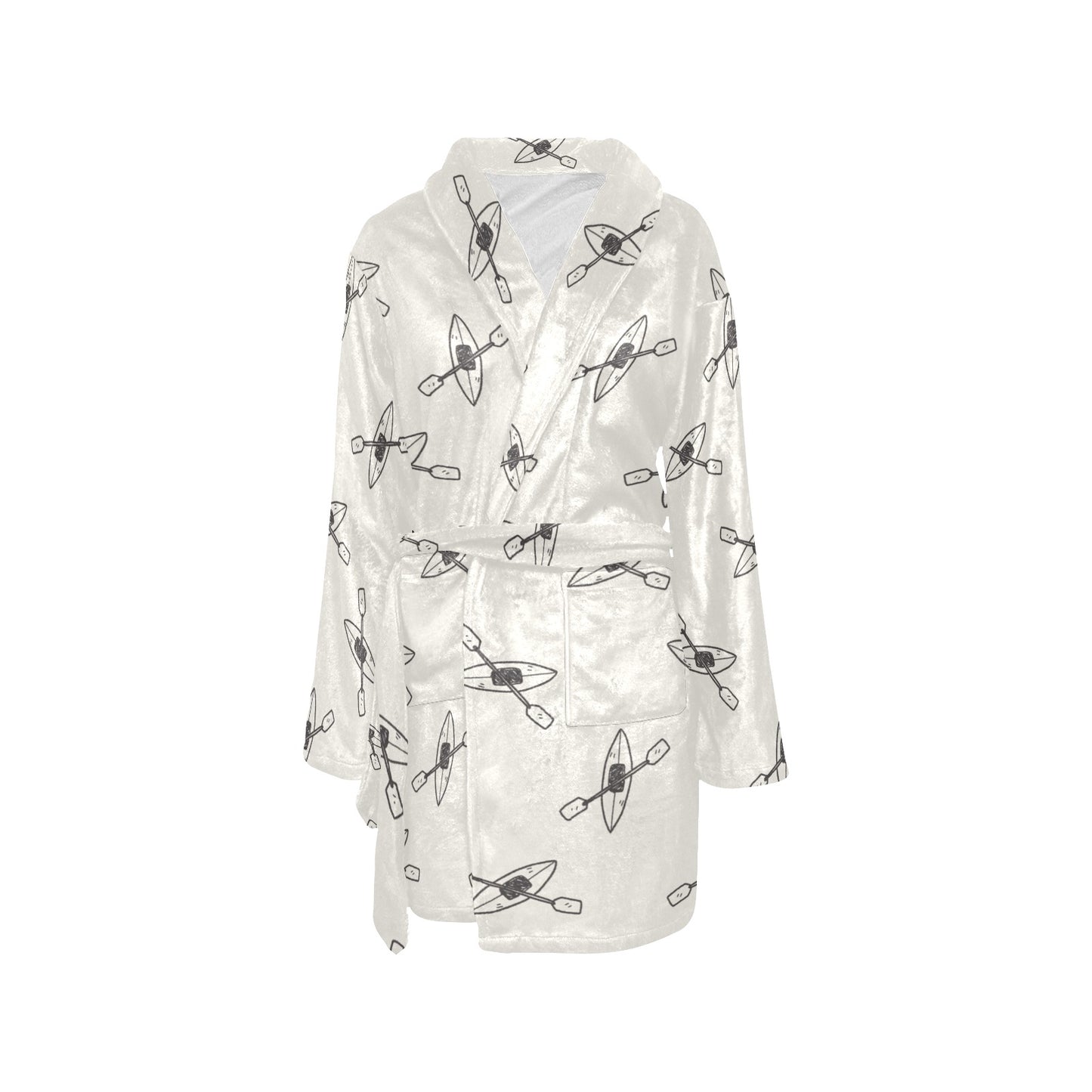 Kayak Pattern Print Design 01 Women's Fleece Robe