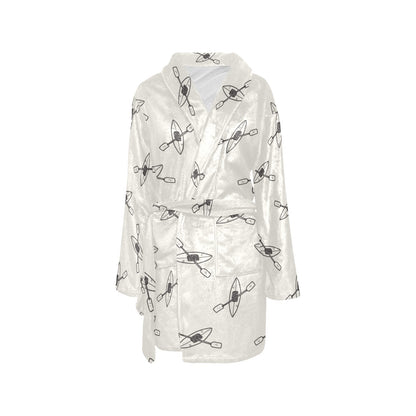Kayak Pattern Print Design 01 Women's Fleece Robe