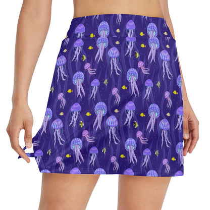 Jellyfish Style Print 17" Golf & Pickleball Skort with Pockets