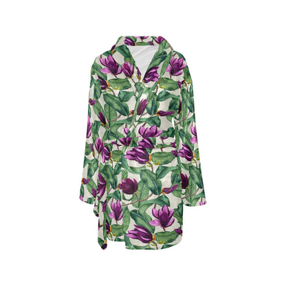 Magnolia Pattern Print Design MAG07 Women's Fleece Robe