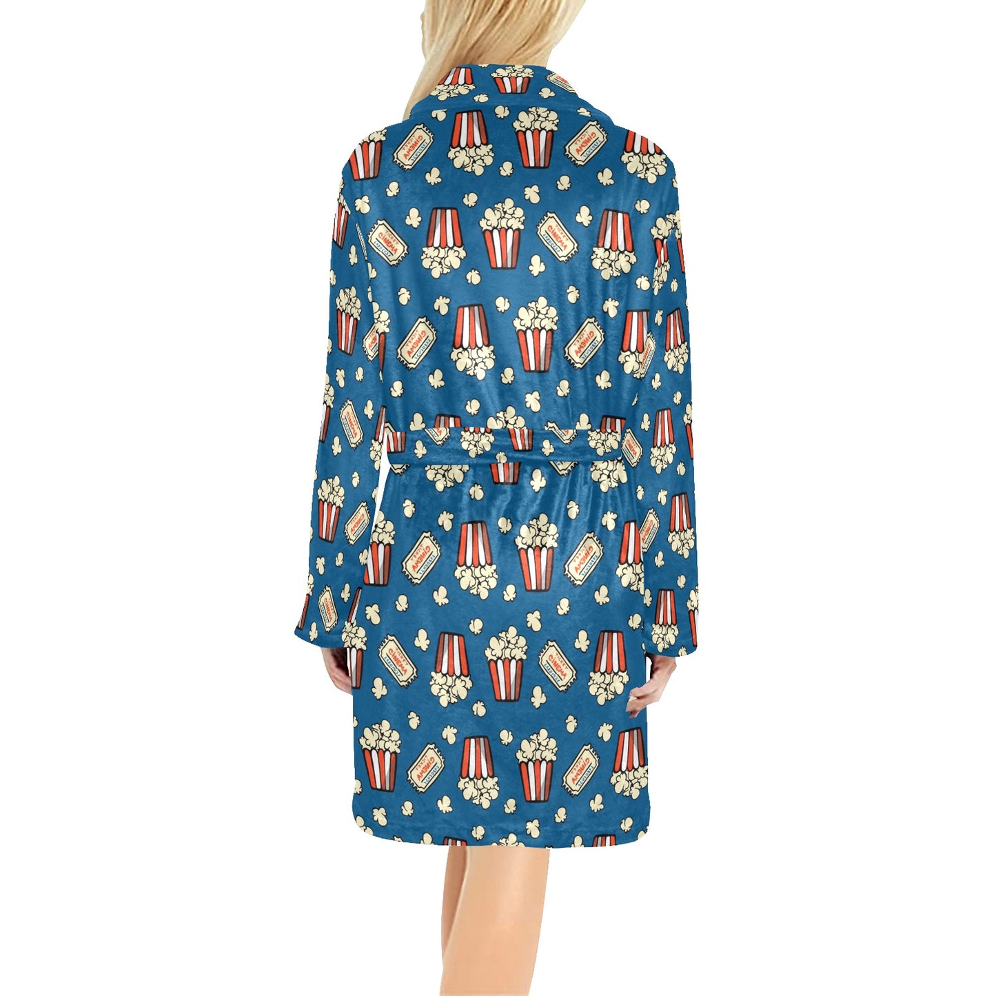 Popcorn Pattern Print Design A03 Women's Fleece Robe