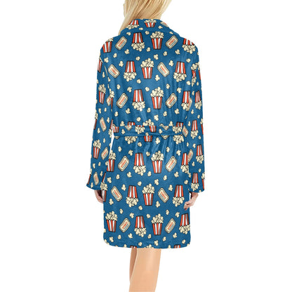 Popcorn Pattern Print Design A03 Women's Fleece Robe
