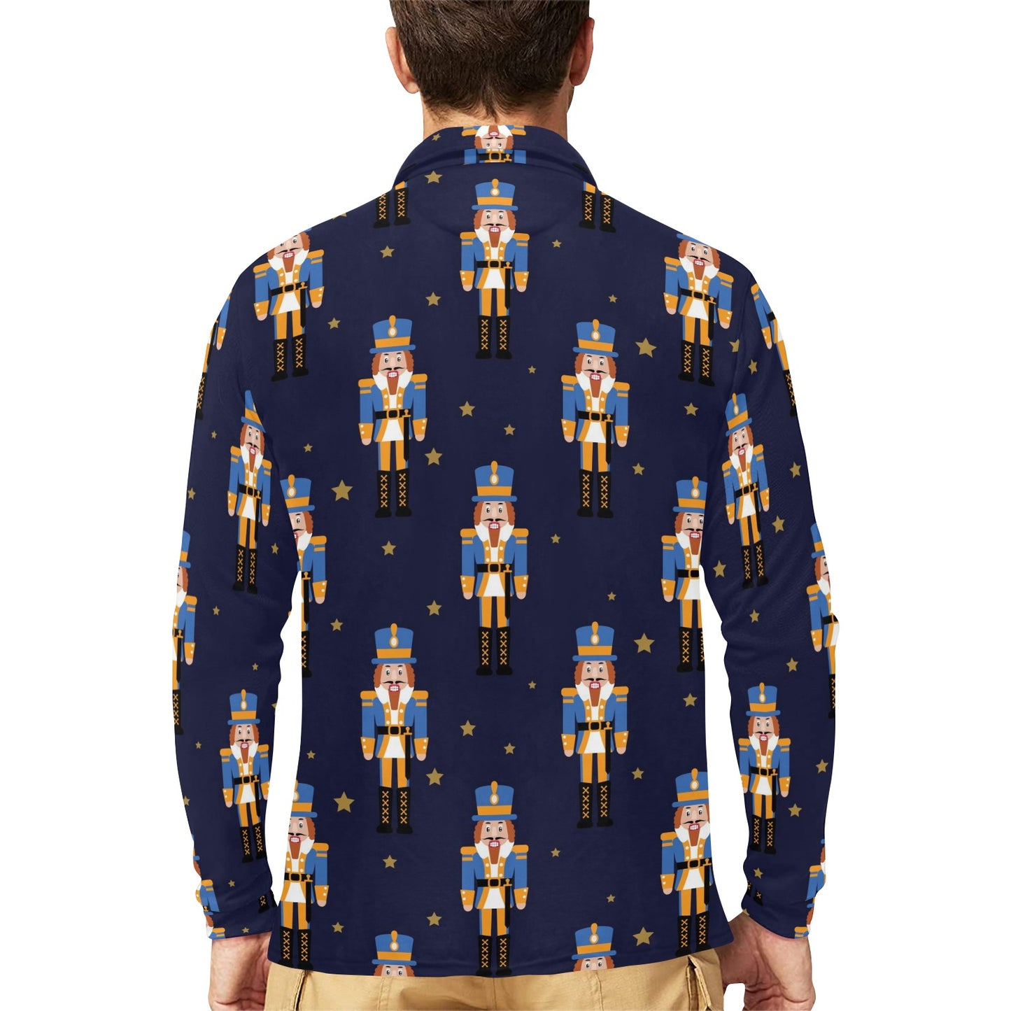 Nutcracker Pattern Print Design A04 Long Sleeve Polo Shirt For Men's