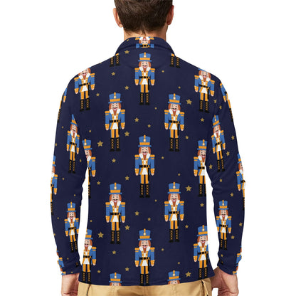 Nutcracker Pattern Print Design A04 Long Sleeve Polo Shirt For Men's