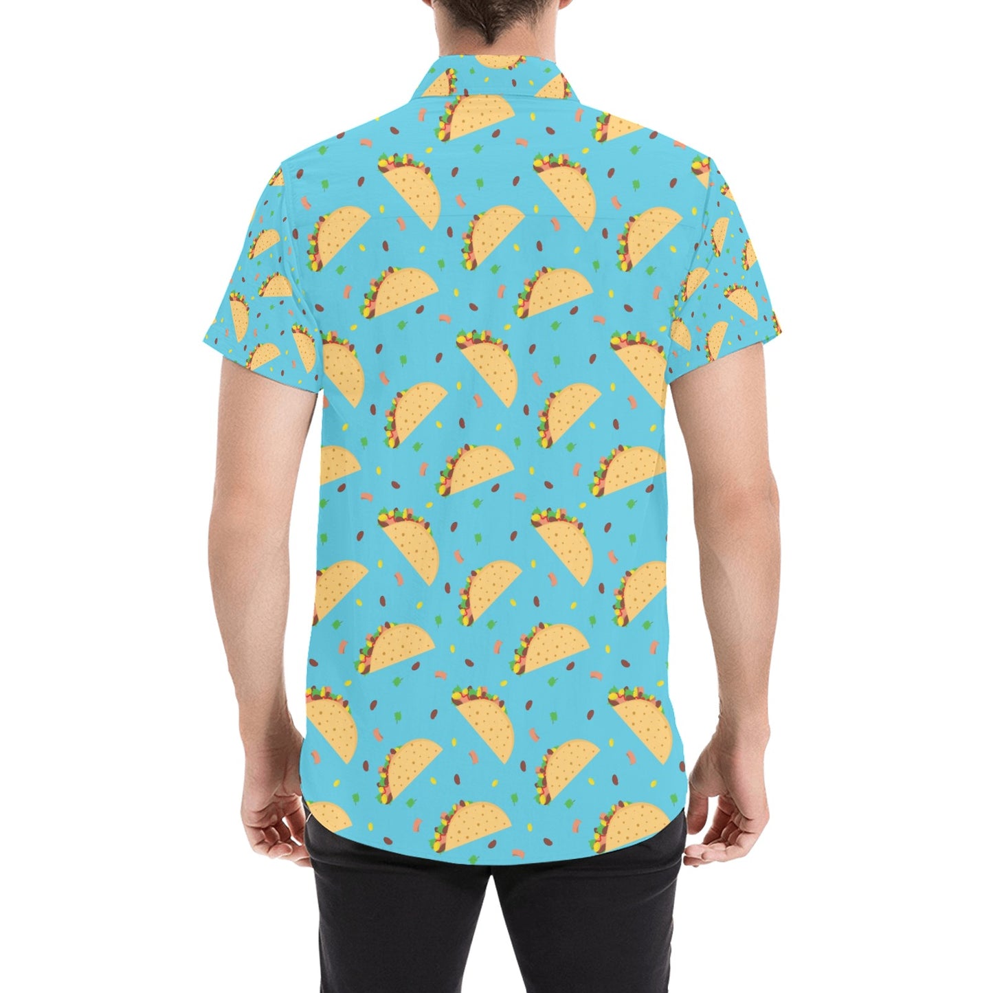 Taco Print Design LKS303 Men Short Sleeve Button Up Shirt