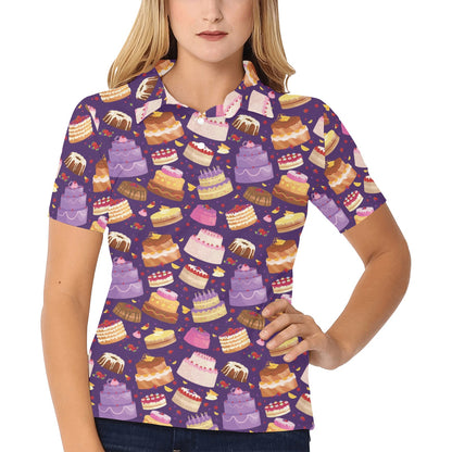 Cake Pattern Print Design 05 Women's Polo Shirt