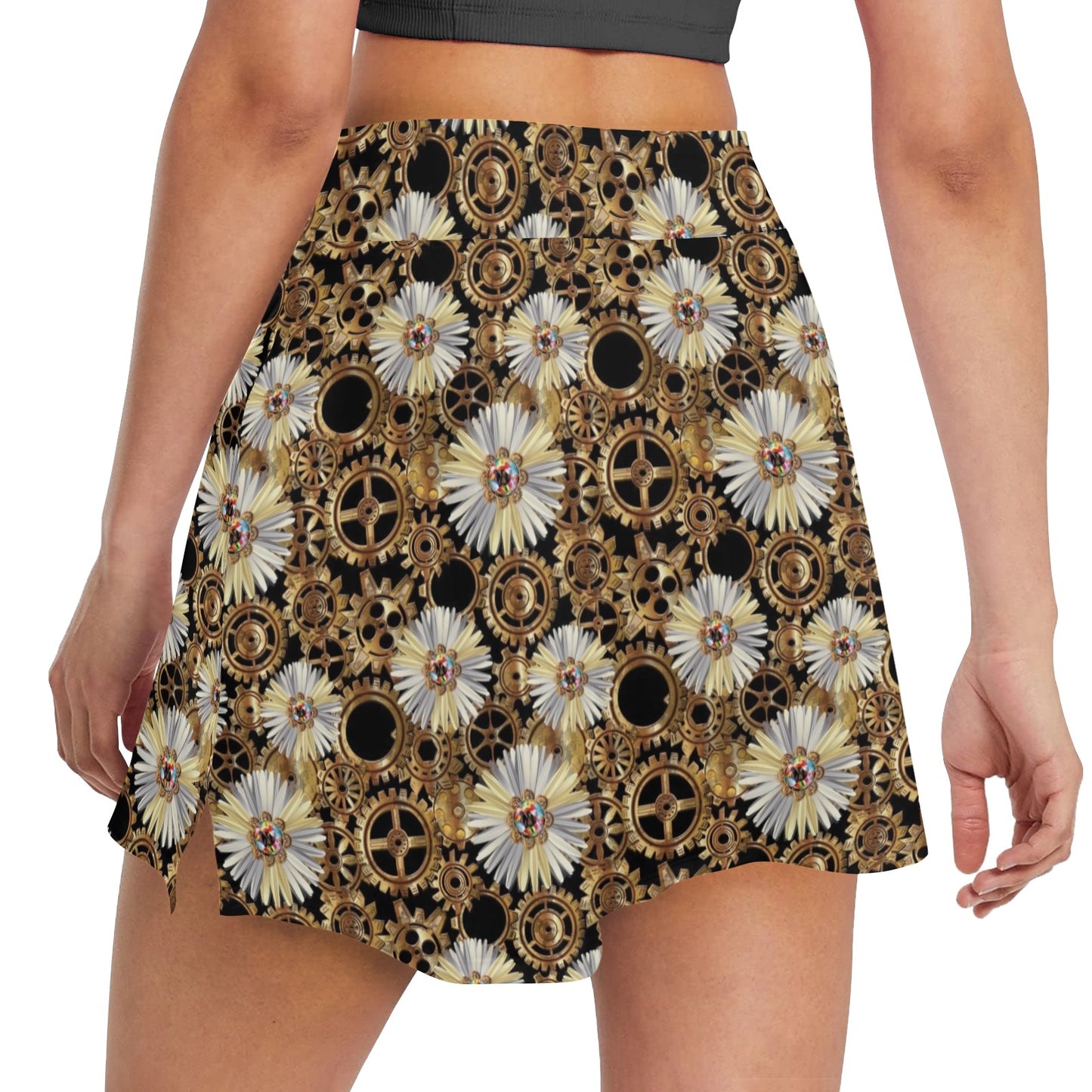Steampunk Print Design LKS305 17" Golf & Pickleball Skort with Pockets