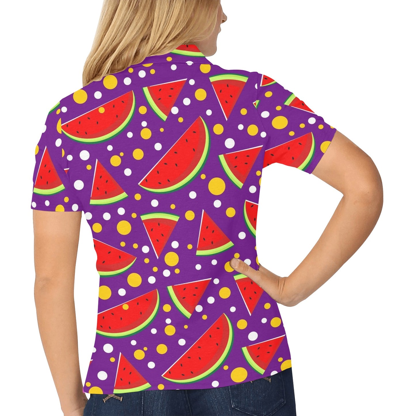 Watermelon Pattern Print Design WM010 Women's Polo Shirt