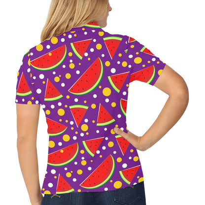 Watermelon Pattern Print Design WM010 Women's Polo Shirt