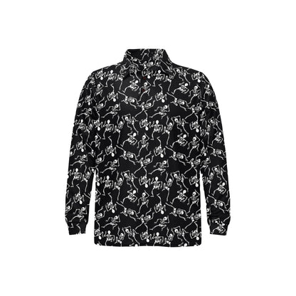 Skeleton Style Print Long Sleeve Polo Shirt For Men's
