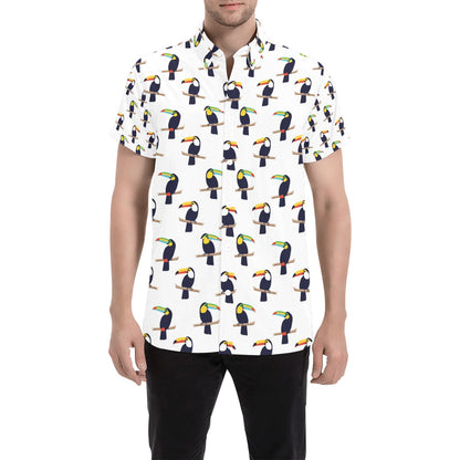 Toucan Print Design LKS305 Men Short Sleeve Button Up Shirt